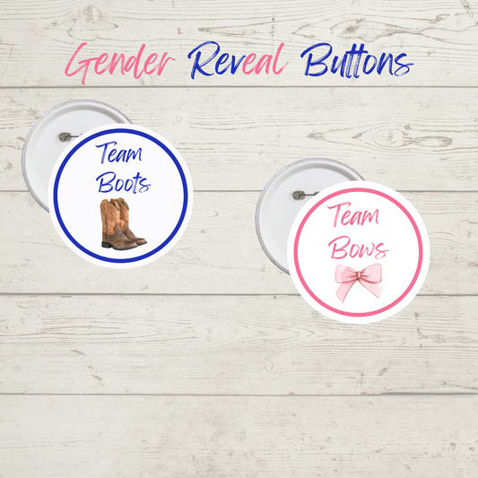 Gender Reveal Button Pins, Team Boots Button Pins, Pink Button Pin for Baby Shower Party Favors Gender Reveal